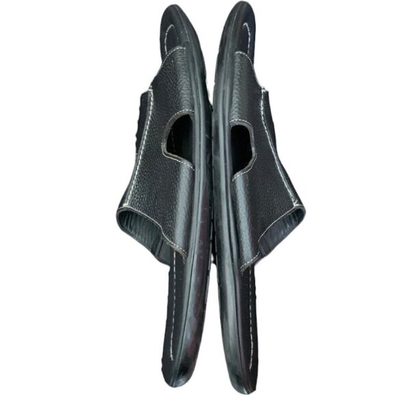 Donald J Pliner Men's Black Pebble Leather Slide Sandals Size 15 - Picture 6 of 9